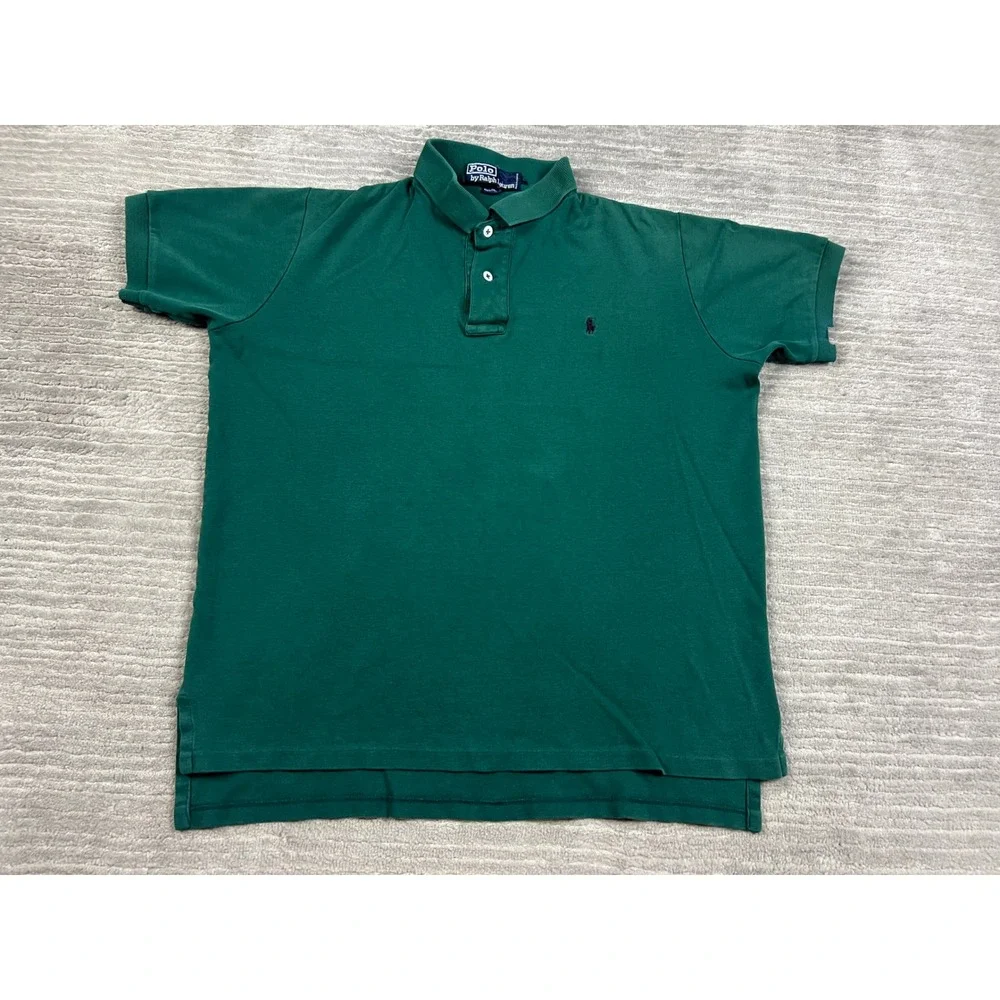 Polo Ralph Lauren Shirt Mens L Green Polo Short Sleeve Cotton Vintage Pony Logo